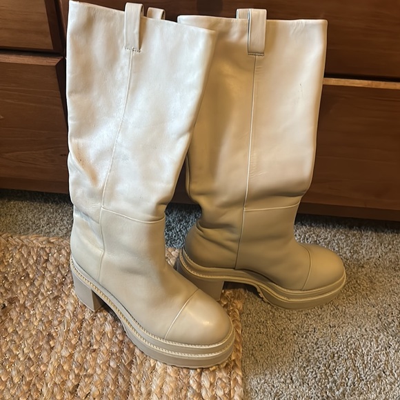 Cult Gaia Womens Hana Boot Beige Leather Tall Knee-High Boots Shoes NWT - Picture 4 of 10